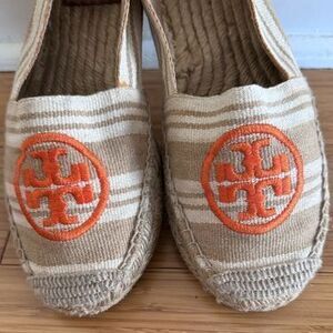 Tory Burch Tan and Orange Espadrilles